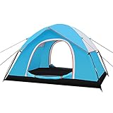 LMPWHP Campingzelt Wasserdichtes Doppelschicht-Anti-UV-Dunkelraum-Familienzelt mit großen Netzfenstern Einfache Einrichtung Zelte Manuelle Installation Blau, 1-2 Personen