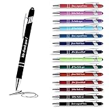 Personalisierbarer 2 in 1 Kugelschreiber mit Ihrem Wunschtext, hochwertig, 12 Stück, Schwarz (14 Farben erhältlich)