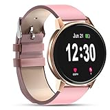Bluetooth Smartwatch für Frauen, IP68 wasserdicht mit 1,3-Zoll-Touchscreen, Pulsmesser, Schlafmonitor, Activity Tracker Pedometer Smartwatch für Android und iOS (Pink)