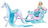 Simba 105733522 - Steffi Love Snow Dream, Märchenhafter Schlitten mit Pferd und Steffi als Eisprinzessin, L:50cm, Puppe 29cm, Für Kinder ab 3 Jahren geeignet