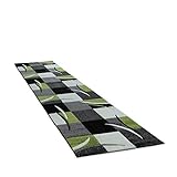 Amazon Brand - Umi Teppich Wohnzimmer Esszimmer Schlafzimmer Karo Muster Flur Läufer Weicher Kurzflor mit 3D Konturen, Farbe:Grün, Größe:80x150 cm
