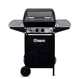 tepro Lavastein Gasgrill Irvine mit max. 5,4 kW Leistung, Edelstahl-Doppelbrenner, inklusive Lavasteine, Piezozündung im Drehregler, Grillwagen mit Rädern, Maße ca. 94 x 51 x 102 cm, Schw