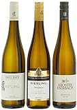 Wein Geschenk Riesling aus Deutschland - 3er Pack Weißwein mit Hans Baer Riesling Trocken, Abtei Himmerod Riesling Trocken, Kloster Eberbach Riesling Feinherb (3 x 0.75l)