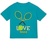 Baby Tshirt in Türkis 0-36 Monate mit Druck T-Shirt Für die kleinen Tennisspieler, Tennis Love T-Shirt für Kleinkind 0, 1, 2, 3 J
