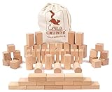 CreaBLOCKS Holzbausteine Kleinkindpaket 54 unbehandelte Bauklötze für Kleinkinder ab 6 Monaten (im Baumwollbeutel) Made in Germany