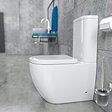 Randlose Stand-WC Kombination mit Spülkasten WC-Sitz aus Duroplast mit Absenkautomatik SoftClose-Funktion für waagerechten und senkrechten Abgang Spülrandlos KB6089