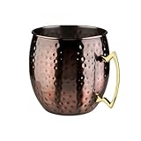 APS 93330 Moscow Mule Flaschenkühler mit Hammerad Oberfläche, Edelstahl, Antike Kupfer-Optik, Ø 20 x 21 cm, 5