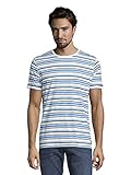 TOM TAILOR Herren 1020894 Stripe T-Shirt, 26178-Bright Ibiza Blue, M
