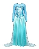 Nofonda Damen Prinzessin Kleid Elegantes Königin Kostüm Blau Frauen Abendkleider für Halloween Karneval Party Cosplay, M