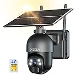 Xega 3G/4G LTE Überwachungskamera Aussen mit SIM Karte, Kabellos Solar PTZ IP Kamera Outdoor mit 2K Farb-Nachtsicht 355°/95° Schwenkbar, SD-Kartenslot, PIR Erkennung, 2-Wege-Audio, IP66 Wasserdicht