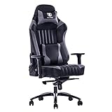 Gaming Stuhl mit Massage Lendenkissen Kopfstütze, Bürostuhl Schreibtischstuhl mit fußstützen, Ergonomischer Stuhl Leder hohe Rückenlehne 150 kg belastbarkeit, 155° Neigungswinkel