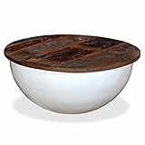 Susany Couchtisch Beistelltisch Wohnzimmertisch Kaffeetisch Sofatisch Teetisch Tisch Recyceltes Massivholz Weiß Trommelform 60 x 27 cm