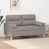 Xichuzi 2-Sitzer-Sofa mit Zierkissen Taupe 120 cm Stoff, Sofas & Couches, Sofa Wohnzimmer, Sofa Für Jugendzimmer, Relaxsofa, Sofa Für Schlafzimmer, Polstersofa - 3200820