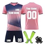 Generisch Trikot Sets Kinder Herren Personalisieren Fußballtrikot mit Namen, Nummer & Logo Fussball raining Tshirts Shorts und Socken Anzug