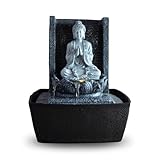 Zen'Light - Zimmerbrunnen Nirvana - Wasserfall mit Buddha & Weißer LED-Beleuchtung - Moderne Zen Deko, Ideal für Meditation & Entspannung - Feng Shui - H 26cm, G