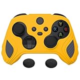 playvital Anti-Rutsche Silikonhülle für Xbox Series X/S Controller, weiche Hülle Tasche Case aus Gummi für Xbox Core Controller mit Kappen-Skorpion Edition,Caution Gelb&Graphitg