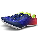 PSFYYY Männer Frauen Leichtathletik-Schuh Sprint Spikes 8 Nägel Sneaker Blauer Pulververlauf Staubdicht Atmungsaktive Leichte Trainingsschuh Professionelle Laufschuhe