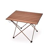 Outdoor Portable Seite Camping Picknick Kaffee Klapptisch mit Aluminium Tischplatte für Essen & Camping Kochen Ausrüstung Einfach Zu Reinigen,Brown