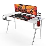 Amazon Brand – Umi Gaming Tisch Gaming Schreibtisch K Shaped Computer Tisch PC Gaming Tisch für Heim und Büro, Weiß (140 * 60 * 75,2 cm)