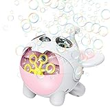 Seifenblasenmaschine Kinder, fasloyu Automatischer Bubble Machine Seifenblasen Maschine, Seifenblasen Spielzeug mit 150ml Seifenblasen Flüssigkeit (Weiß)
