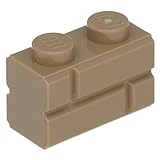 10 x LEGO® Stein, Modifiziert 1 x 2 mit with Mauerwerk - Profil Dunkelbeige