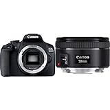 Canon EOS 2000D Spiegelreflexkamera Gehäuse (24,1 MP, DIGIC 4+, 7,5 cm (3,0 Zoll) LCD, Full-HD), schwarz & Objektiv 0570C005AA EF 50mm Brennweite F1.8 STM Fokussierung (49mm Filtergewinde), schwarz