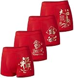 YOULEHE Boxershorts Herren Multipack Männer Unterwäsche Bambusfaser Unterhosen Men Retroshorts Boxer (4er Pack Glücksrot, L)