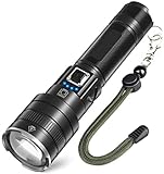 Taschenlampe Led 10000 Lumen Aufladbar,5 Lichtmodi, IP65 Wasserdicht Zoombar Taktische Taschenlampe, 26650 Batterie Enthalten, Lange Laufzeit Taschenlampen die Jagd