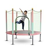 Kindertrampolin, Gartentrampolin mit Netz im Innen- und Außenbereich kann 200 kg tragen, 140 cm tragbares Trampolin ist für 3 Kinder zum gleichzeitigen Spielen geeignet
