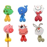 Kinder Zahnbürstenhalter mit Saugnapf für Wandmontierte Badezimmer 6 Set (6PCs Tiere, Delfinstil ist Zufällig)