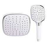 Square ABS Plastic Single Hand Showerhead Big Rainfall Combo Bathroom Top Shower Head Set (Color : White Size