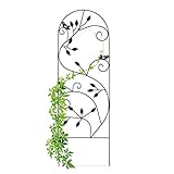Relaxdays Rankgitter Vogel, Metall, Rankhilfe Garten Deko, Kletterhilfe für Pflanzen, 120 x 40 cm, Rankenmuster, schwarz