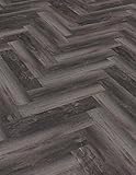 PVC Bodenbelag, 2,5mm, 2,3 m³, Smoked Pine Black, Herringbones, Klassisches Fischgrät, wasserfest, hochwertig, Vinylboden, Designboden