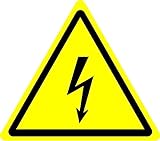 Label-Zeichen ISO Sicherheit - Internationale Warnung, Elektrizität Symbol - Selbstklebende Aufkleber 100mm Durchmesser