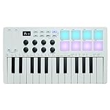 LBMED MIDI-Keyboard-Controller,tragbare Beat-Maker-Maschine Mit 25Tasten,8 RGB-Pads Und 8 ZuweisbarenReglern,intelligente Akkord- UndSkalenfunktion,Oktave/Transponierungumschaltbar, Für Komponisten