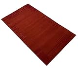 Indo Nepal Handgeknüpft Teppich Rot 100% Wolle Hochwertiger Orientteppich (90 x 160 cm)