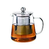 Glas-Teekanne mit Teesieb, hitzebeständiges Borosilikatglas, Teesieb für losen Tee, blühenden Tee und Kaffee (550 ml)