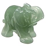 GIMOCOOL Kristall Elefant, Naturstein Jade Geschnitzt Elefant Kristall Figur, Kristall Glückselefant Home Dekoration Für Wohnzimmer, Schlafzimmer, Arbeitszimmer, Büro, Auto 3.8x2.5x2cm(Jade Kristall