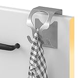 MDCASA Handtuchklemme für Geschirrtücher – flexible Befestigung I Geschirrtuchhalter ohne Bohren – Handtuchhalter zum Einhängen (gebürsteter Edelstahl)
