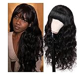 MMED Perücke Body Wave Wig Straight Human Hair Wigs with Bangs Indian Glueness 10-26inch Full Short Bob Wig,Body Wave,30inches