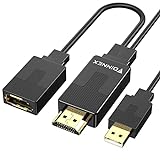 HDMI auf DisplayPort Adapter 4K 60Hz,FOINNEX Adapter HDMI 1.4 zu DisplayPort 1.2 mit Audio,Aktiv HDMI DP Konverter,HDMI Stecker zu Display Port Buchse für NS,Xbox One,360,Dex Pad,PC,Monitor,1080P 60Hz