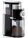 ROMMELSBACHER Kaffeemühle EKM 200 – aromaschonendes Scheibenmahlwerk, Mahlgrad einstellbar von grob bis fein, 2-12 Portionen, Füllmenge Bohnenbehälter 250 g, 110 Watt, schw