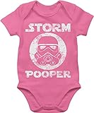 Statement Sprüche Baby - Storm Pooper Vintage - 1/3 Monate - Pink - Storm Pooper Body - BZ10 - Baby Body Kurzarm für Jungen und Mädchen