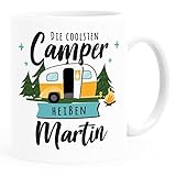 SpecialMe® Kaffee-Tasse Camping Wohnmobil personalisiert mit Namen persönliche Geschenke für Camper weiß Keramik-Tasse