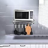 GDFER Hochleistungs-Mikrowellen-Rack-Startseite 2-Schicht-Halter Edelstahl-Stand-Küchenregal-Halter-Wand-hängendes Kreativität Lagerregal Silber Toaster-Halterung