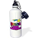3dRose Wasserflasche, Motiv: Sternschnuppen, Regenbogenfarben, 525 ml, Aluminium, Weiß