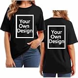 Tshirt Bedrucken Lassen für Damen/Mädchen - T Shirt Selbst Gestalten mit Vorne/hinten Bedruckt, Personalisiert Exklusive Individualisierung Mit Foto Text Logo - Custom das Einzige Geschenk
