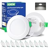 HOMEOW Einbaustrahler LED 230V Flach 68mm, Deckenspots 5W 400 Lumen, Einbauleuchten Decke LED Neutralweiß 4000K, IP44 LED Spots für Badezimmer Küche, 10er S