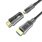 ATZEBE HDMI Glasfaser Kabel -15m, 4k HDMI-Kabel 2.0 unterstützt 4K@60Hz HDR, YUV4:4:4 8bit, 3D, ARC, HEC, CEC, HDCP 2.2 mit Dual Micro-HDMI- und Standard-HDMI-Connectors