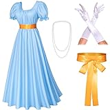Renaissance Teeparty Kostüm Cosplay Ballkleider für Regency Empire Kleid mit Halskette Taillenhandschuh Set (LBU 3XL)